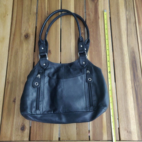 Great American Leather Works Women's Purse Shoulder Bag 100% Black Leather. - Picture 4 of 7